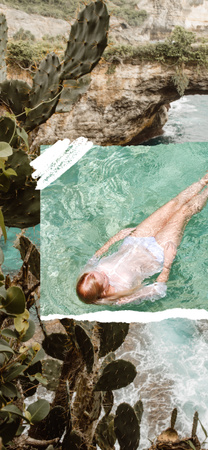Woman relaxing in Mountain Lake Snapchat Moment Filter Modelo de Design