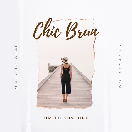 Stylish Woman on the pier Instagram Design Template