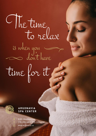 Salon Ad with Woman Relaxing in Spa Poster Design Template