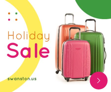 Holiday Sale Offer with Colorful Suitcases for Travel Medium Rectangle Design Template