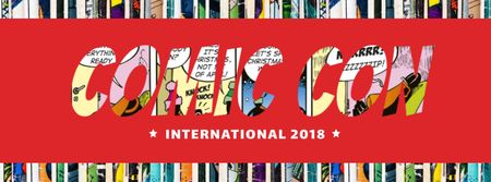 Plantilla de diseño de Evento internacional Comic Con en rojo Facebook cover 