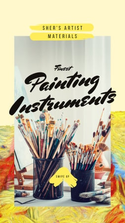 Art Equipment And Instruments For Painting Offer In Yellow Instagram Story – шаблон для дизайну