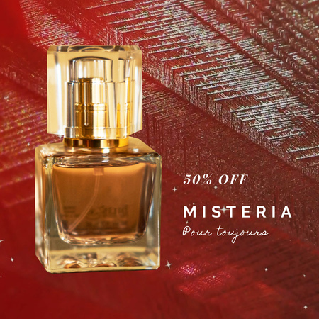 Plantilla de diseño de Perfume Offer with Glass Bottle in Red Animated Post 