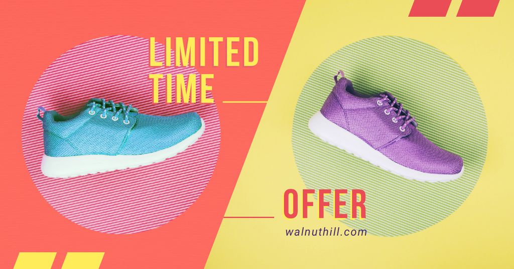 Sale Offer Pair of Running Shoes Facebook AD Design Template