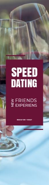 Speed Dating Promotion with People Toasting Wine Skyscraper Design Template