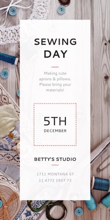 Sewing day event with needlework tools Graphic Design Template