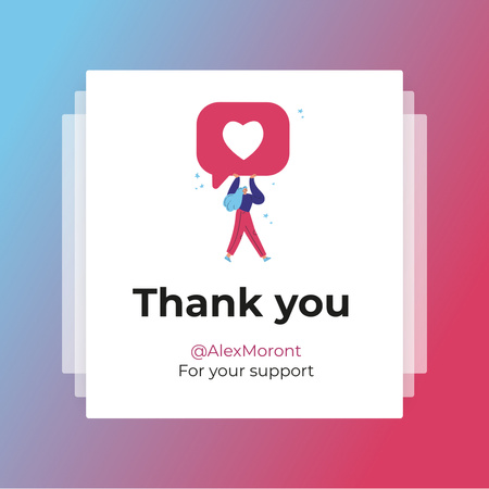 Thank You message with Like Instagram Design Template