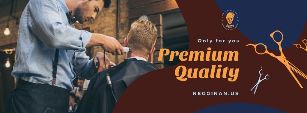 Client at professional barbershop Facebook coverデザインテンプレート