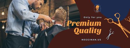 Client at professional barbershop Facebook cover Design Template
