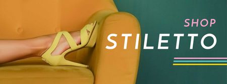 Shop Ad with Female Legs on Yellow Sofa Facebook cover Design Template
