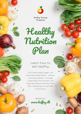 Ontwerpsjabloon van Poster van Healthy Nutrition Plan with Raw Vegetables