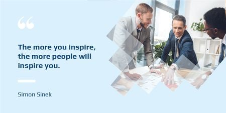 Business Quote with Colleagues working in Office Twitter Design Template