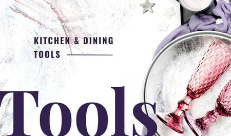 Modèle de visuel Kitchen Tools with Pink Champagne Glasses - Business card