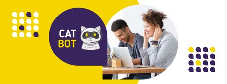 Modèle de visuel Business Team Working in Office in Yellow - Facebook cover