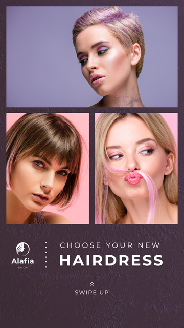 Hair Salon Ad Women with Dyed Hair Instagram Story Design Template