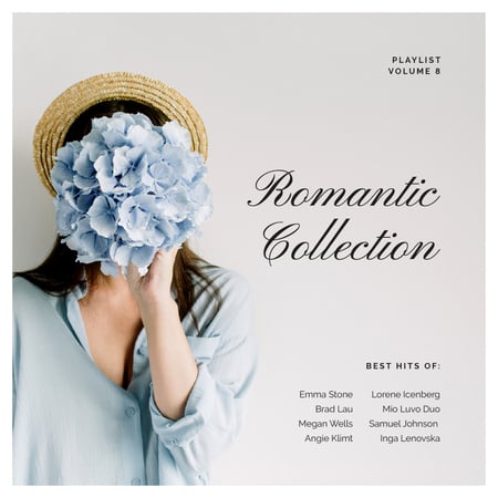 Romantic Girl holding Flower Album Cover Πρότυπο σχεδίασης