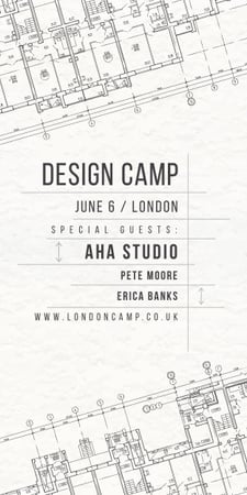 Design camp announcement on blueprint Graphic Design Template