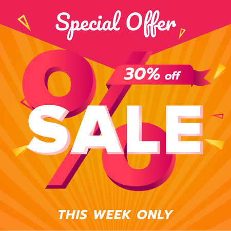Special Offer Sale with Percent Sign in Pink Animated Post Modelo de Design