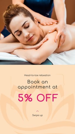 Plantilla de diseño de Spa Center Ad with Woman relaxing on Massage Instagram Story 