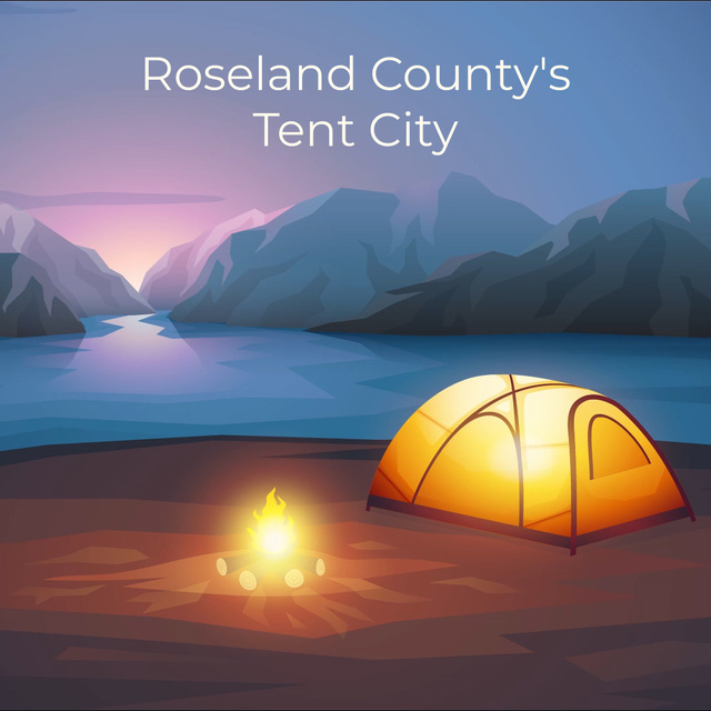Plantilla de diseño de Fire burning by tent camp Animated Post 
