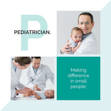 Pediatrician Examining Child in clinic Instagram AD Design Template