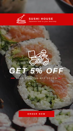 Designvorlage Sushi Delivery Fresh Seafood Maki für Instagram Video Story