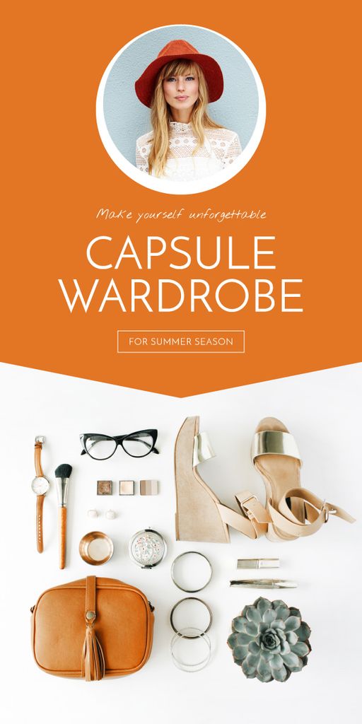 Capsule Wardrobe Flat Lay in Beige Graphic Design Template