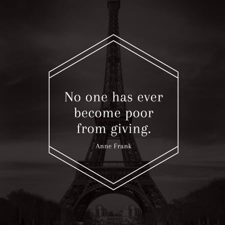 Ontwerpsjabloon van Instagram van Citation about Charity with Eiffel Tower