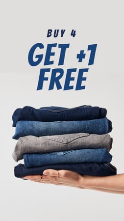 Fashion Sale Blue Jeans Pile Instagram Story Design Template