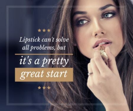 Modèle de visuel Lipstick Quote Woman Applying Makeup - Medium Rectangle