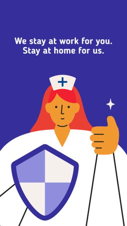 #Stayhome Coronavirus povědomí s podpůrným lékařem Instagram Story Šablona návrhu