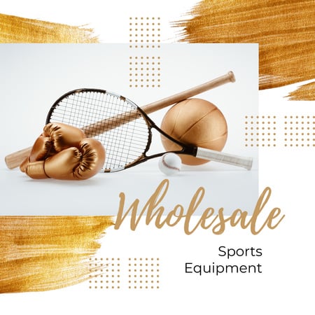 Plantilla de diseño de Sports and Games Equipment Sale in Golden Instagram AD 