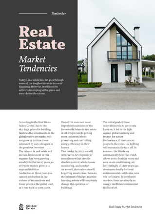 Real Estate Market Tendencies with Modern House Newsletter – шаблон для дизайну
