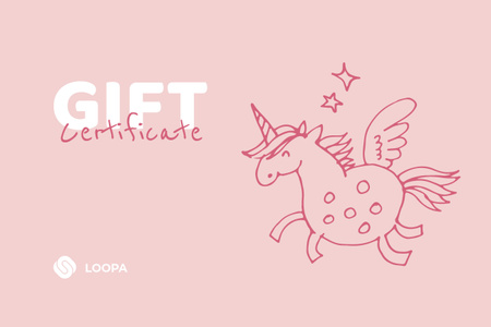 Kids Store promotion with Unicorn Gift Certificate Design Template