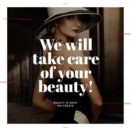 Beauty Services Ad with Fashionable Woman Instagram ADデザインテンプレート