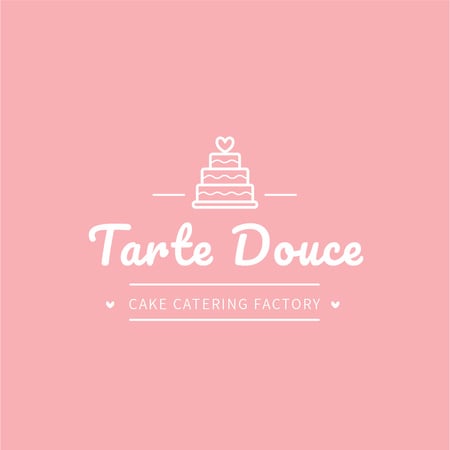Bakery Ad with Layered Pink Cake Logo Design Template