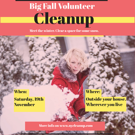 Woman at Winter Volunteer clean up Instagram AD Design Template