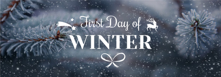 Designvorlage First Day of Winter Greeting Frozen Fir für Tumblr