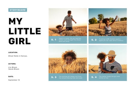 Father with Daughter in Wheat Field Storyboard Design Template