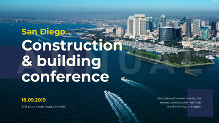 Ontwerpsjabloon van FB event cover van Building Conference announcement modern City view