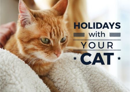 Ontwerpsjabloon van Card van Cute Red Cat at Home