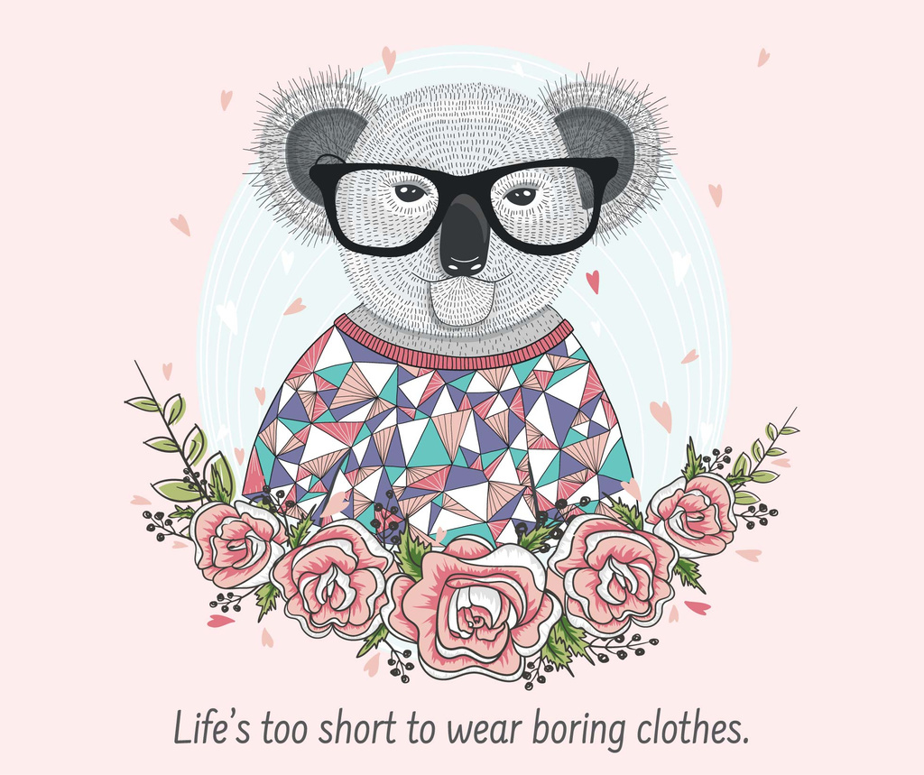 Ontwerpsjabloon van Facebook van Fashion quote with Koala in Flowers