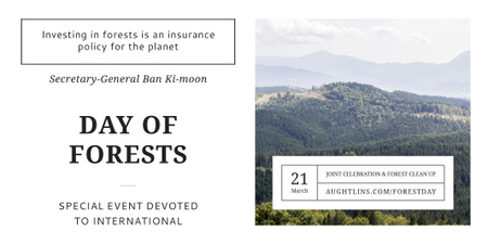 Plantilla de diseño de International Day of Forests Event with Scenic Mountains Twitter 