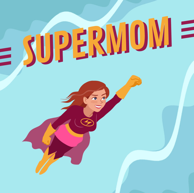 Platilla de diseño Superwoman Flying in the Sky Animated Post