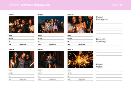 Birthday Celebration with People holding Sparklers Storyboard Design Template