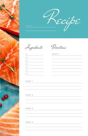 Raw Salmon pieces with spices Recipe Card Design Template