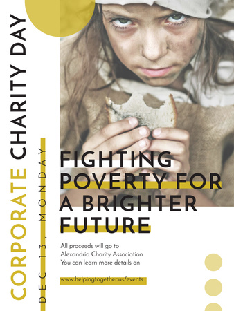 Poverty quote with child on Corporate Charity Day Poster US Πρότυπο σχεδίασης