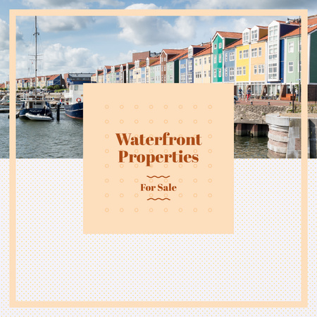 Real Estate Ad with Houses at sea coastline Instagram Design Template