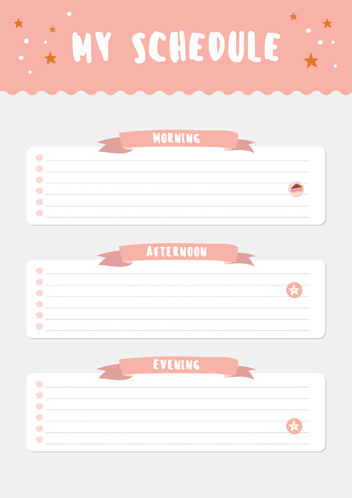 Modèle de visuel Pink Schedule Planner with Stars - Schedule Planner