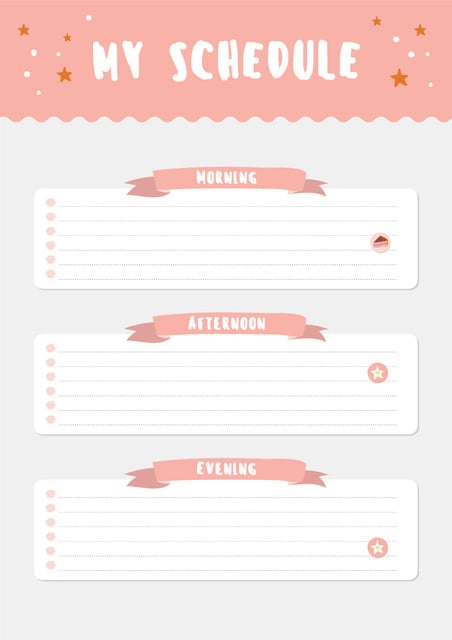 Pink Schedule Planner with Stars Schedule Planner Modelo de Design